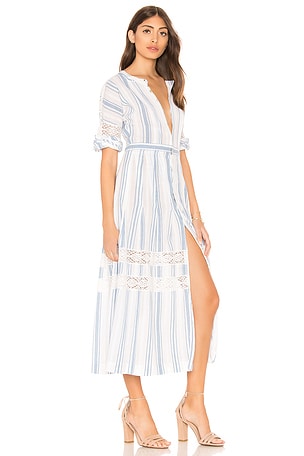 love shack fancy blue and white dress Prim Silk Floral Halter Dress Pearled Blue / XS main image 0