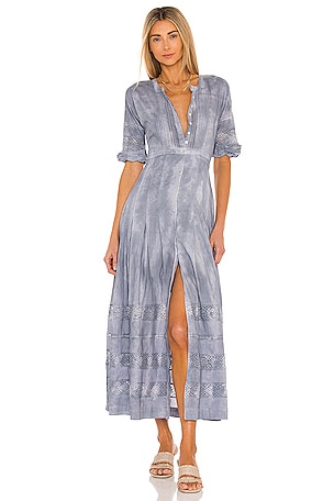 LoveShackFancy Edie Dress in Washed Denim | REVOLVE