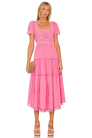 LoveShackFancy Prairie Dress in Watermelon Punch | REVOLVE