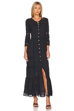 LoveShackFancy Darlene Victorian Maxi Dress in Black | REVOLVE