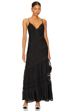 NWT FREE PEOPLE Sz XS/S CURRENT OBSESSION SHEER MAXI SLIP IN BLACK