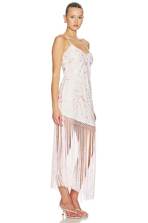 LoveShackFancy Evalette Dress in White,Pink