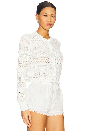 LoveShackFancy Roselline Cardigan in White