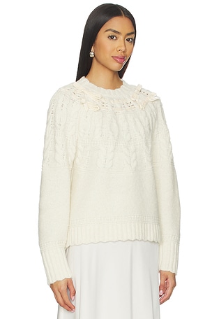 LoveShackFancy Sloanna Pullover Sweater in Ivory