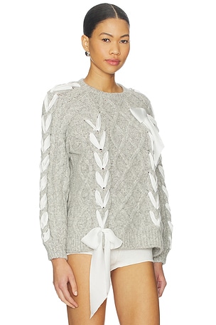 LoveShackFancy Kloss Pullover in Light Grey