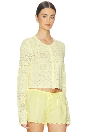 LoveShackFancy Brigette Cardigan in Lemon