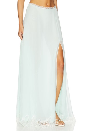 LoveShackFancy Sybel Skirt in Teal. Size 0. Also