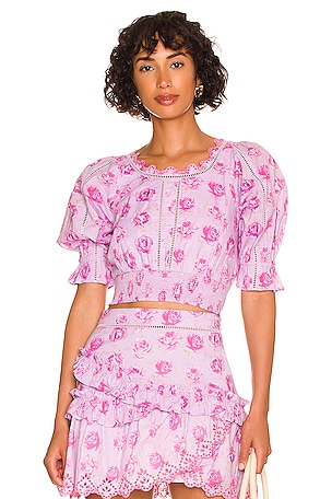 LoveShackFancy Karsten Crop Top in Lilac Fusion | REVOLVE