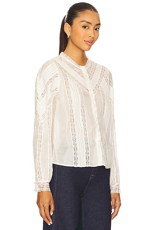 LoveShackFancy Aralina Blouse in Ivory. Size XS. Also