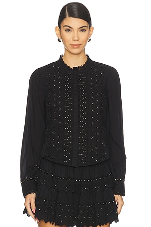 LoveShackFancy Larine Top in Black