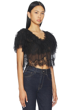 LoveShackFancy Vienne Top in Black. Size S. Also