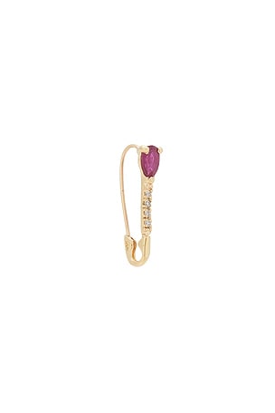Mini Gemstone Diamond Safety Pin Single Earring Loren Stewart