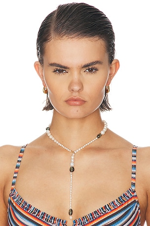 Loren Stewart Poet Lariat Necklace in Ivory