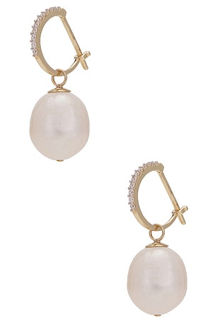 Loren Stewart Teardrop Huggie Earrings in White