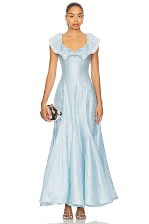 x REVOLVE Azure Ruffle Dress LA FUORI