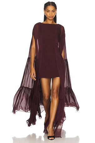 Coralia Gathered Cape Dress LA FUORI