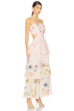 LA FUORI Garden Gala Tier Dress in Blush