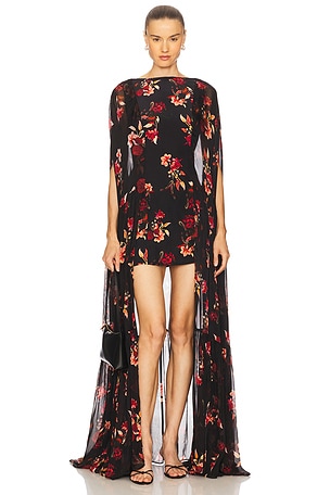 Coralia Gathered Cape Dress LA FUORI