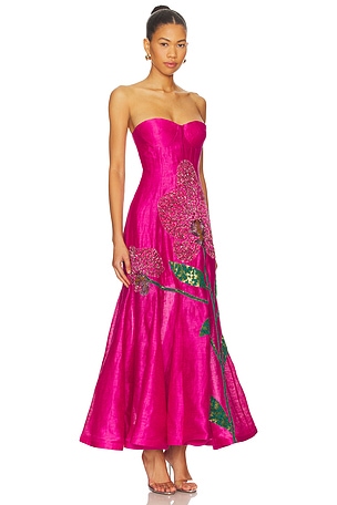 LA FUORI Orchid Embroidered Gown in Pink
