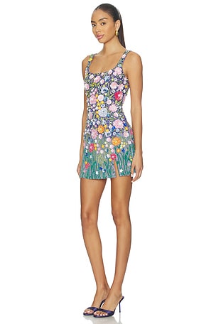 LA FUORI Gustav Klimt Garden Mini Dress in Blue