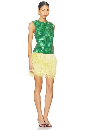 LA FUORI Emerald Crystal Embroidered Dress in Green