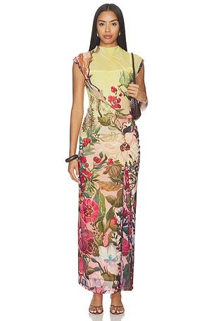 Botanical Symphony Printed Bodycon Dress LA FUORI