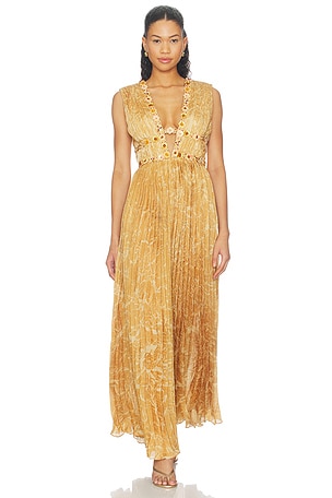 Honeydew Printed Draped Gown LA FUORI