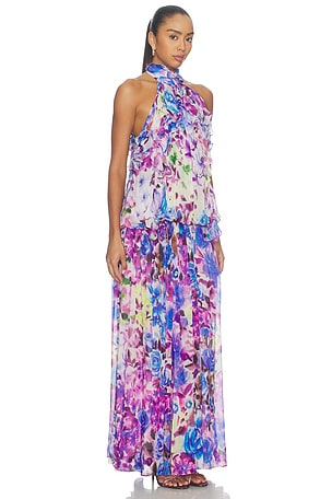 LA FUORI Ivy Inked Floral Print in Purple. Size XS. Also