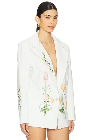 LA FUORI Summer Bloom Embellished Jacket in White