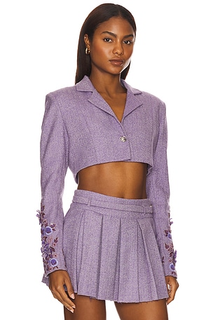 LA FUORI Georgiana Tweed Mini Jacket in Purple