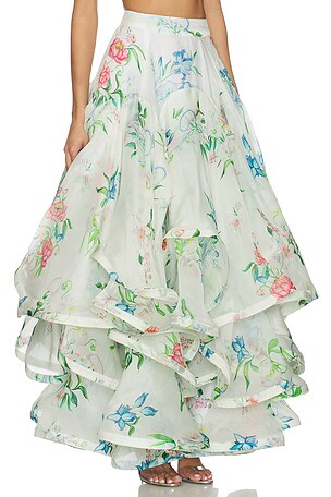 LA FUORI Petal Cascade Flounce Skirt in White,Blue