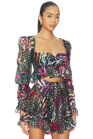 LA FUORI Graphic Jungle Top in Green