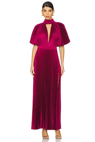 L'IDEE Anais Split Gown in Burgundy