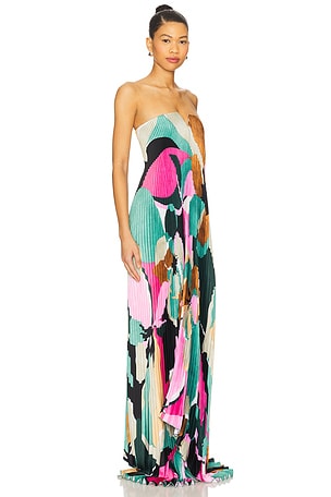 L'IDEE Black Tie Gown in Green,Pink