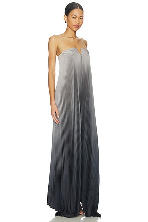 L'IDEE Black Tie Gown in Grey,Slate