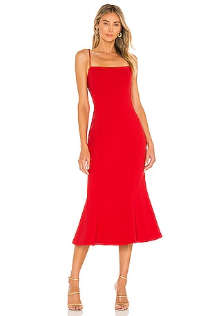 LIKELY Midi Carter Dress in Scarlet | REVOLVE