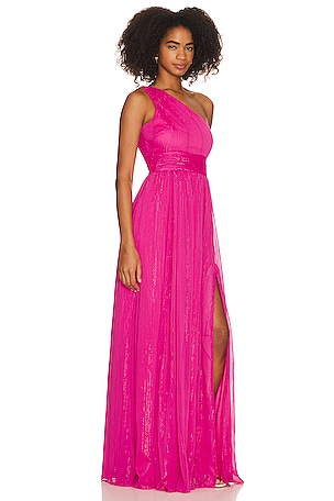 LIKELY Nixon Gown in Fuchsia