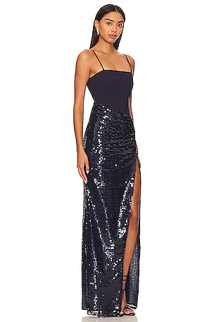 LIKELY Gigi Gown in Navy. Size 6. Also