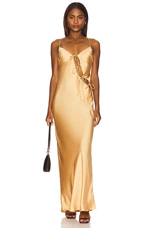 LIONESS About A Girl Maxi Dress in Gold