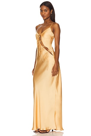 LIONESS About A Girl Maxi Dress in Tan