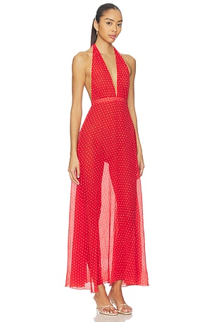 LIONESS District Maxi Dress in Red. Size XXS. Also
