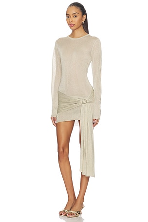 LIONESS Ford Mini Dress in Metallic Gold. Size XS. Also