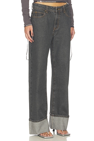 LIONESS Top Model Cuffed Jeans in Charcoal