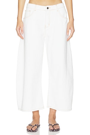 LIONESS Horseshoe Cropped Jeans in White. Size XS. Also