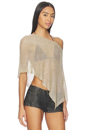 LIONESS Luminous Poncho in Metallic Gold