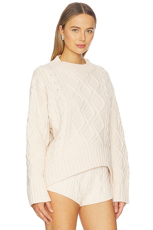 LIONESS Liaison Cable Knit Pullover in Cream