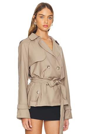 LIONESS Cropped Trencherous Coat in Beige
