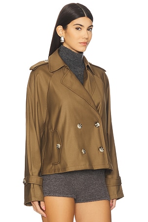 LIONESS x REVOLVE Cropped Trencherous Coat in Olive