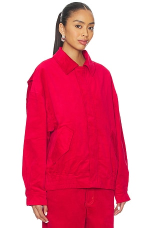 LIONESS Kenny Bomber Jacket in Red. Size XXS. Also