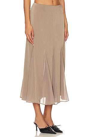 LIONESS Rose Maxi Skirt in Taupe